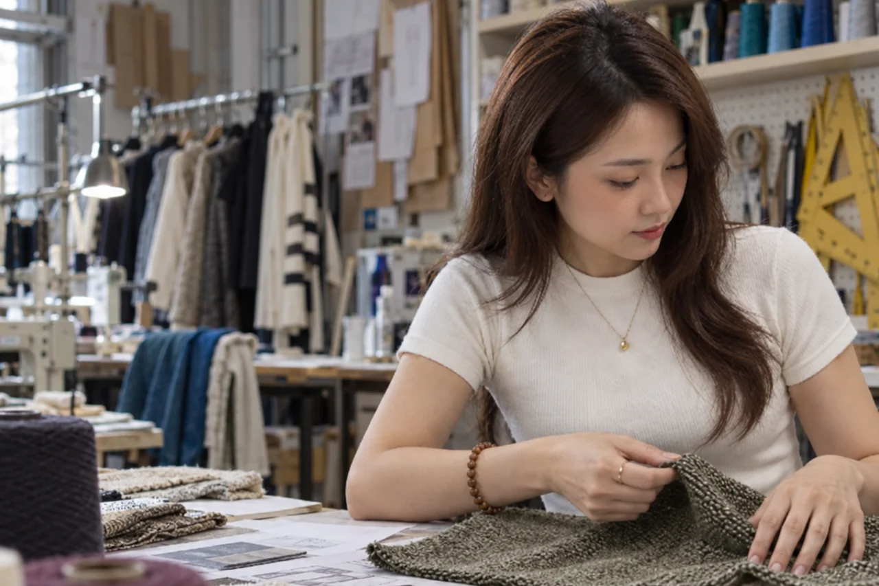 Reviewing knitwear material and construction