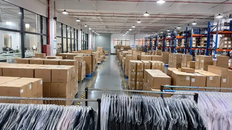 Finished knitwear being packed for delivery